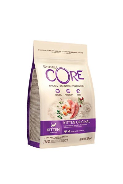 CORE ويلنس كور اور يجنال طعام جاف بالديك الرومي والدجاج للقطط الصغيرة 300 غ