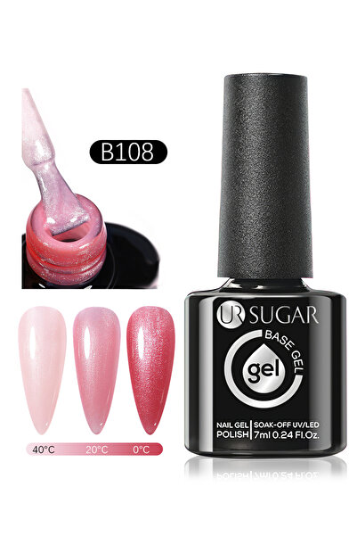 URSUGAR Rubber Base Gel, Temperature Changing Ombre Glitter Nail Gel Polish, Soak Off LED Nail Gel