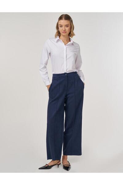 KYR Çima Stitched Suede Trousers Dark Navy Blue