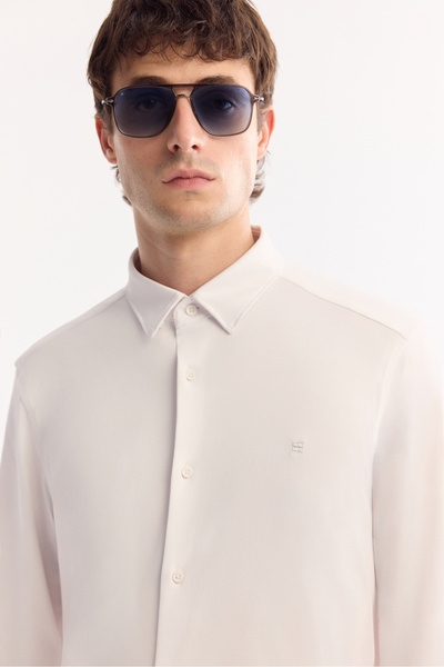 Avva Erkek Beyaz Klasik Yaka Hızlı Kuruyan Non-Iron Slim Fit Gömlek A52Y2122