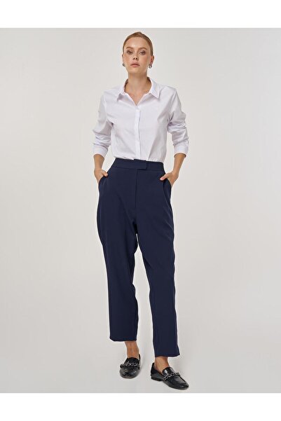 Kayra Pocket Detailed Classic Trousers Dark Navy Blue