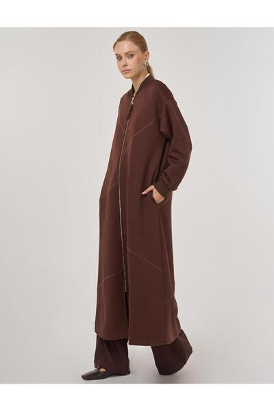 Kayra Kolej Yaka Dokulu Pardesü Koyu Kahve