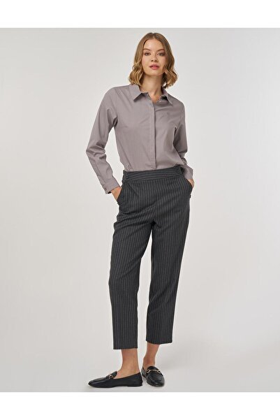 Kayra Striped Classic Trousers Smoked