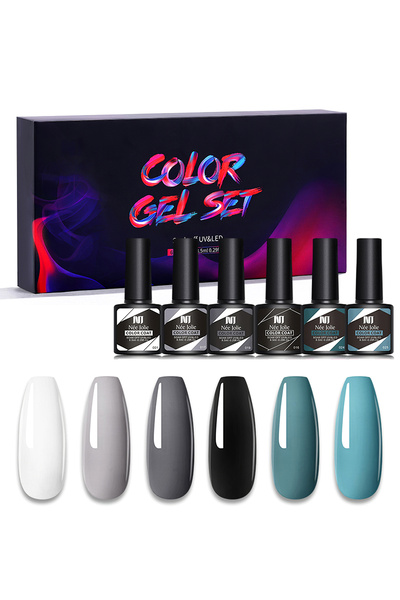 nee jolıe مجموعة طلاء أظافر جل مكونة من 6 قطع، مع مصباح أظافر LED بالأشعة فوق...