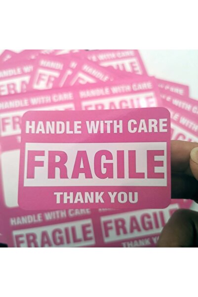 Choice1 ملصقات هشة باللون الوردي، 60 قطعة، صفراء، للشحن والنقل، ملصق تحذير "ي...