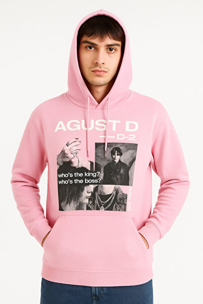 CLASSY.MODA سترة بغطاء للرأس مطبوعة من AGUST D - جيب على شكل كنغر - هودي مريح...