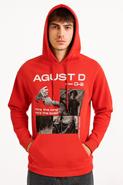 CLASSY.MODA AGUST D Принтирана суитшърт с качулка - джоб тип кенгуру - 3-нишка, четкана, удобна унисекс суитшърт с качулка