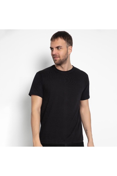 pamuklu Set 10 Men's T-Shirts, 100% Cotton, Durable, Regular Fit, Black