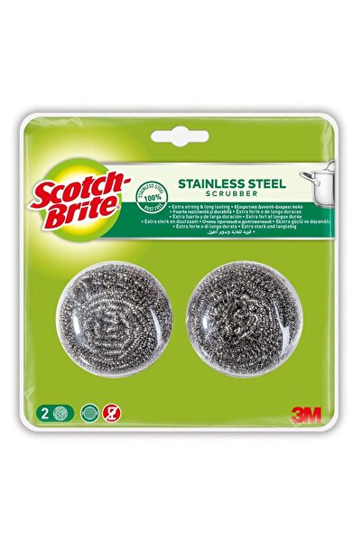 Scotch Brite Stainless Steel Scrubber 2 pcs – Durable Kitchen Cleaning Pads (7x7x5 cm)