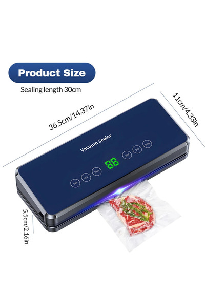 Choice آلة كهربائية لتفريغ الهواء من سطح المكتب بمقبس أمريكي أزرق مقاس 30 سم مزودة بقاطع مدمج وحقيبة لفافة للمطبخ واللحوم