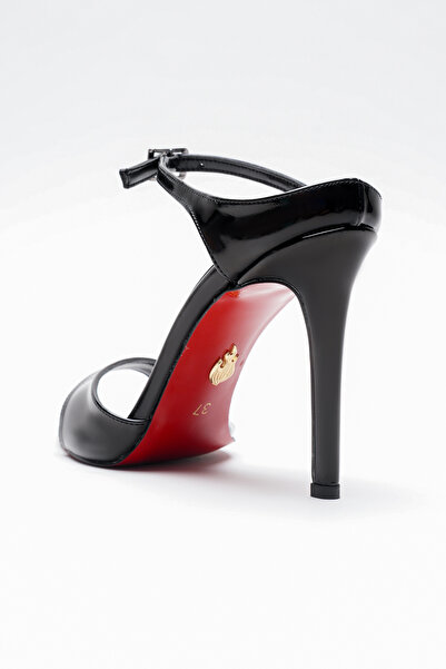 Ayakkabı Ateşi Women's Pointed Toe Summer Thin Heeled Shoes Yore Black Patent Leather