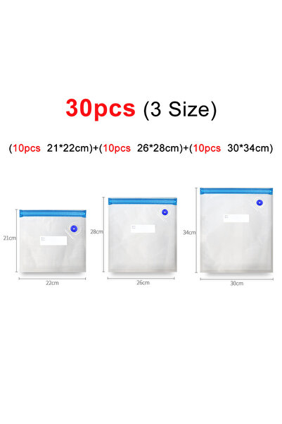 Choice3 30 قطعة (3 أحجام) أكياس تغليف مفرغة من الهواء للطعام أكياس مفرغة من ا...