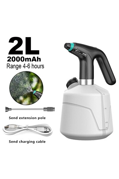 Choice زجاجة رذاذ كهربائية سوداء سعة 2 لتر لري النباتات، بخاخ رذاذ كهربائي للتعقيم بمنفذ USB