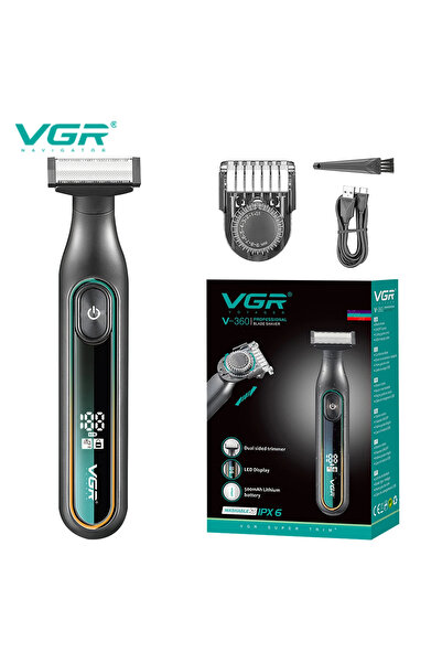 Choice مجموعة حلاقة احترافية USB VGR V-360 مزودة بشاشة LED رقمية ذكية وماكينة حلاقة للرجال مقاومة للماء IPX6