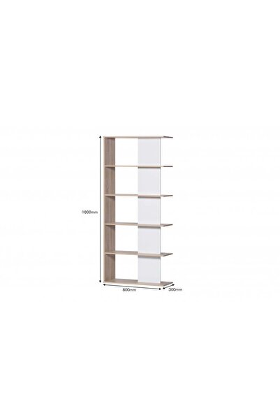 BAITY Decorative Shelving Unit 5 Tiers Malaysian Wood Beige and White - Size 180*30*80 cm