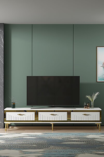CENEYRA TSA1802BG - TUNA TV STAND BEYAZ-GOLD 180CM