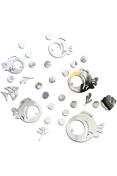 Slasa 30 قطعة من ملصقات الحائط الأكريليكية العاكسة من تصميم فيش آند بابلز