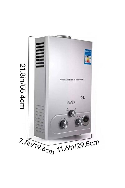 DacEnergy Incalzitor instant, pe gaz, GNL, carcasa din otel inoxidabil, afisaj LED si butoane control, 6 L