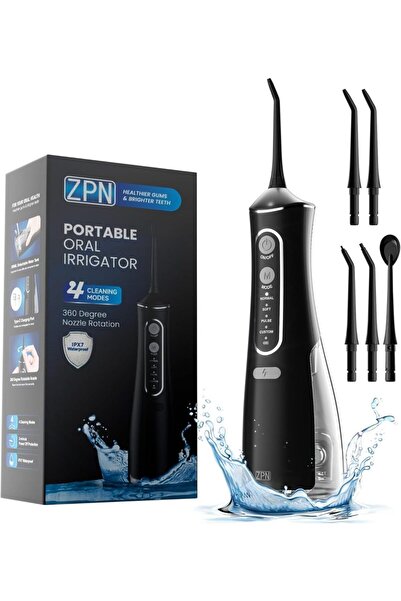 Choice1 جهاز تنظيف الأسنان بالماء ZPN أسود اللون مع 5 رؤوس نفاثة قابلة للاستب...