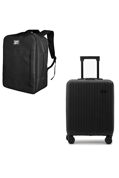 CABINFLY Set Călătorie Ryanair Priority–Troller Cabină Negru 55x40x20cm + Ruc...