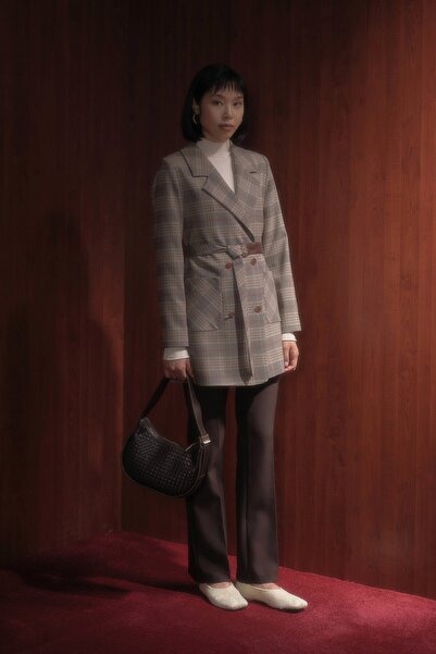 Nihan Kuşaklı Blazer Ceket Kahve