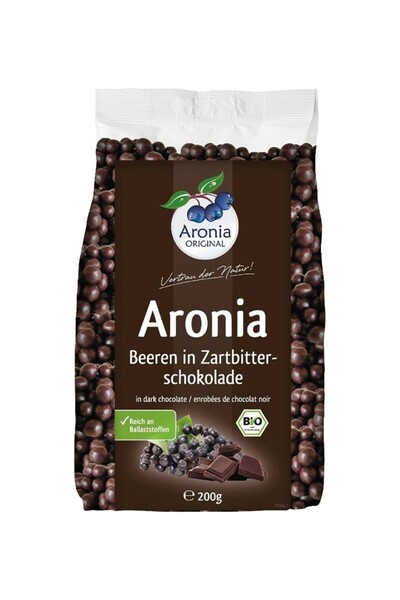 Aronia Original Fructe de aronia bio glazurate cu ciocolata, 200g