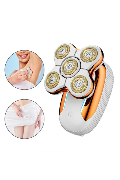 Hope جهاز إزالة الشعر الكهربائي للسيدات ذو الخمس شفرات باللون الذهبي مع رأس ع...