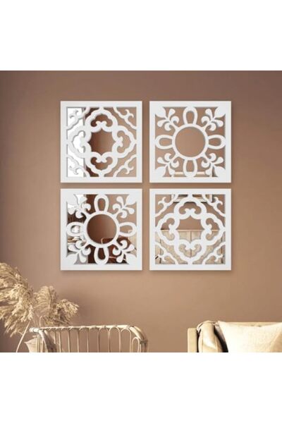 Slasa Artistic Wooden Wall Mirror Set, 4 Pieces - Bohemian Decor