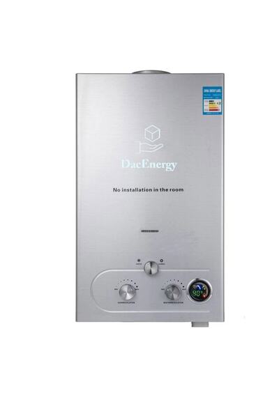 DacEnergy Incalzitor instant, pe gaz, GNL, carcasa din otel inoxidabil, afisaj LED si butoane contro, 18 L