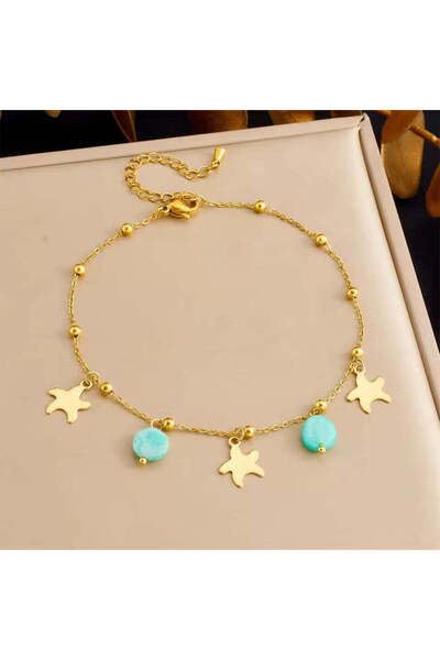 Pursehuit Brățară de gleznă aurie din oțel inoxidabil, suflată cu aur de 18k,...