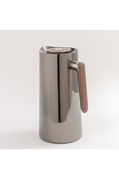Dallaty 1L black steel vacuum flask with wooden handle