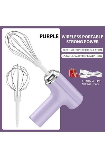Choice Purple Electric Egg Beater Rechargeable Home Handheld Small Wireless Egg Beater Baking Cream Electri