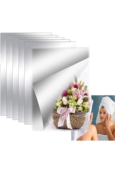 Slasa Self-Adhesive Flexible Acrylic Mirror Tiles - 6x9 Pieces - 2mm Thickness