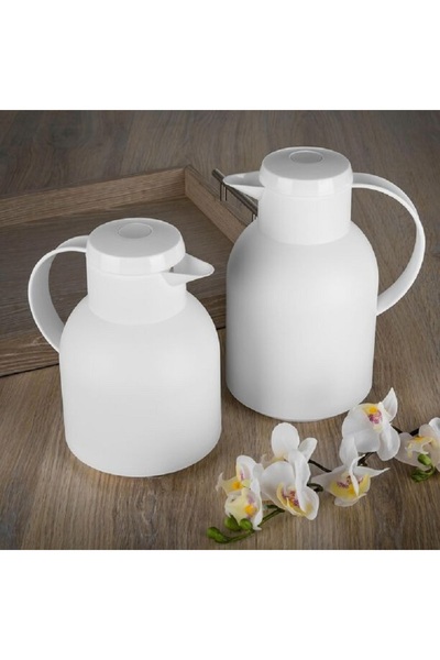 Dallaty Plastic Vacuum Flask 2 Pieces Set White