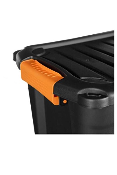 AB HOMES Cutie de depozitare, rezistență ridicată, cleme de blocare, plastic, neagră, 20L, 39x29.5x28.3cm