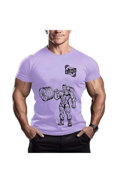 Alcoach Men's Oversize T-shirt - NEVER GIVE UP Printed for exercise, gym and bodybuilding