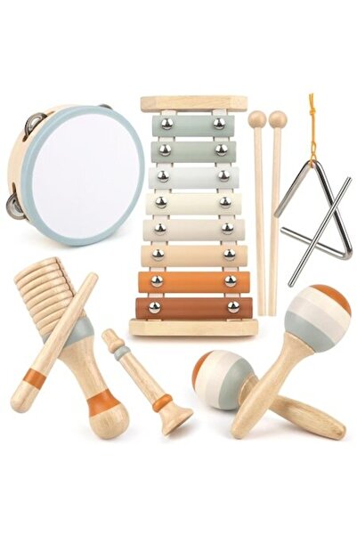 SARALMA Set de instrumente muzicale din lemn pentru copii, 6 piese, instrumente de percuție,