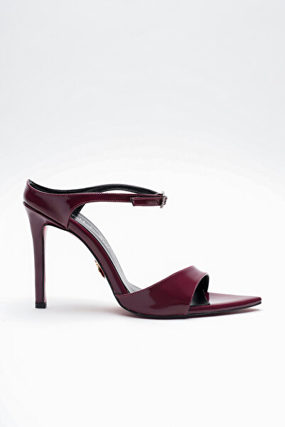 Ayakkabı Ateşi Women's Pointed Toe Summer Thin Heeled Shoes Yore Burgundy Patent Leather