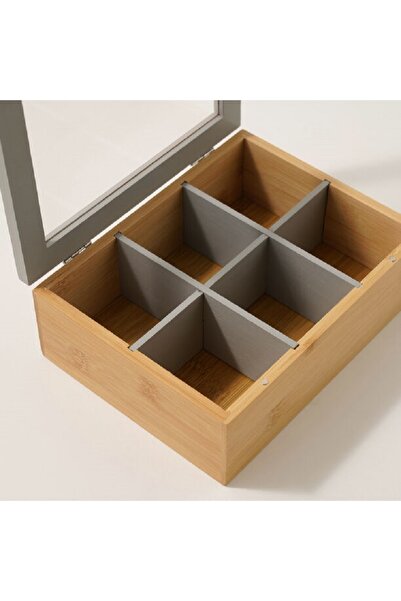 Dallaty bamboo tea box 6 sections, beige