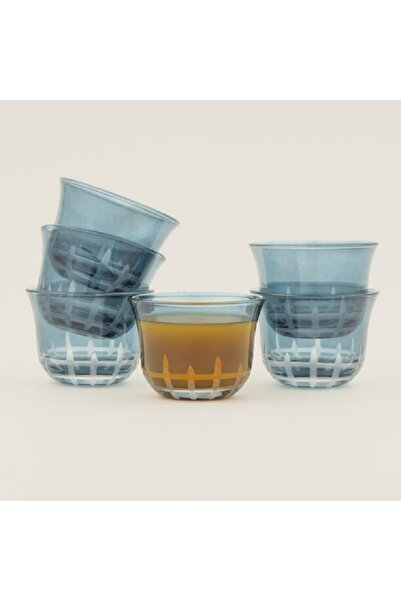 Dallaty 6pcs glass coffee cup set, blue