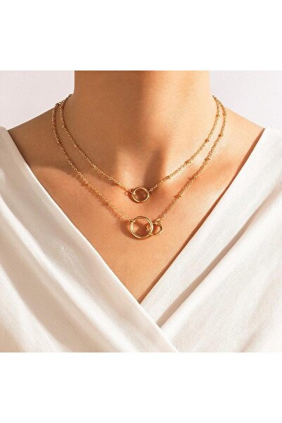 Pursehuit Colier auriu, în 2 straturi, cu cercuri îmbinate, Selestine C11