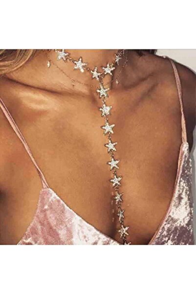 Pursehuit Colier cu stele și pietre, de culoare aurie, Kathie C3