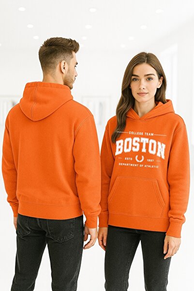 ArtYus سويت شيرت بقلنسوة مطبوعة ملونة من بوسطن كولاج