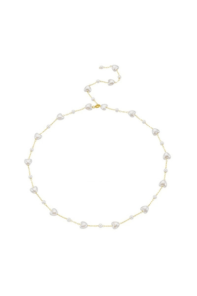 Pursehuit Colier auriu, realizat din oțel inoxidabil, cu perle în formă de in...