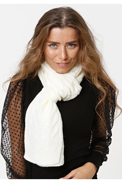 Wearflawless Eșarfă albă de iarnă tricotată pentru femei, eșarfă pentru femei