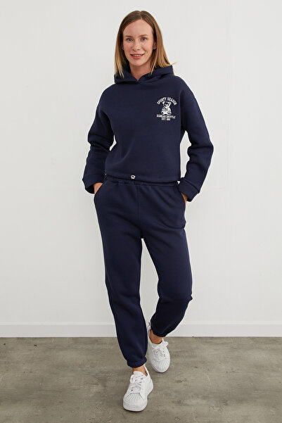 Fulla Moda 3 Yarn Teddy Bear Embroidered Hooded Jogger Tracksuit Set