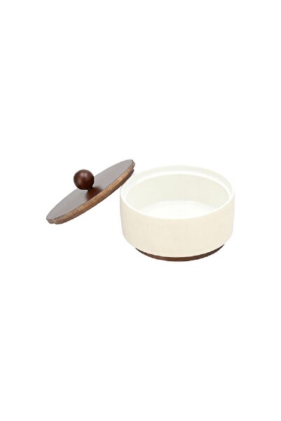 Dallaty beige porcelain and wood date bowl