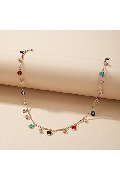 Pursehuit Golden necklace, with colored circles, Severina C12