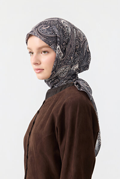 Qef Cotton Scarf Garden Soft Brown