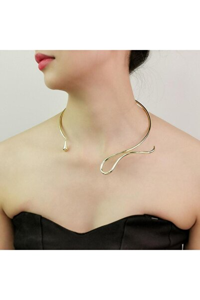 Pursehuit Κολιέ σε χρυσό χρώμα, μοντέρνο στυλ, λυγισμένο μέταλλο, Jensy C4